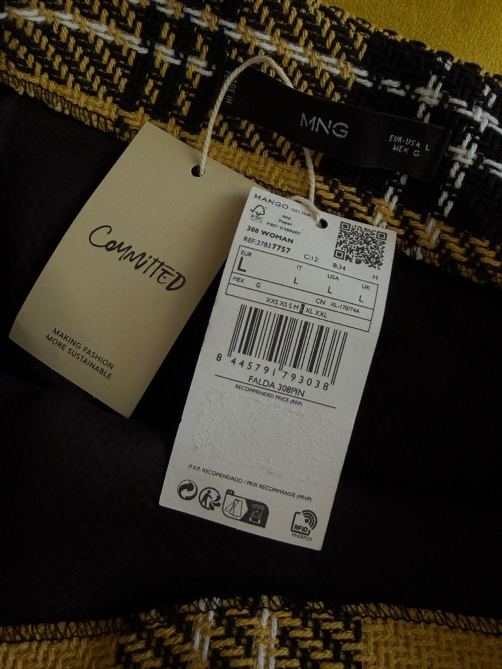 Mango Yellow and Black Plaid Mini Skirt - Picture 3 of 3